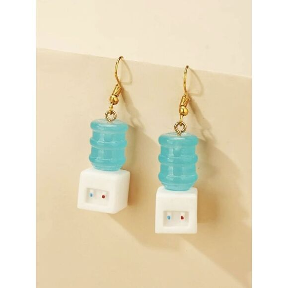 Funny Water Cooler Dangle Earrings - Picture 1 of 3